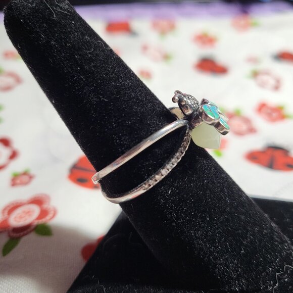 Glow in the Dark CZ Firefly Sterling Silver Ring - Picture 5 of 6